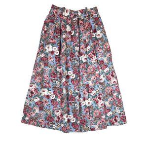 Vintage Fritzi California Floral Skirt Size M 100% Cotton Made in USA